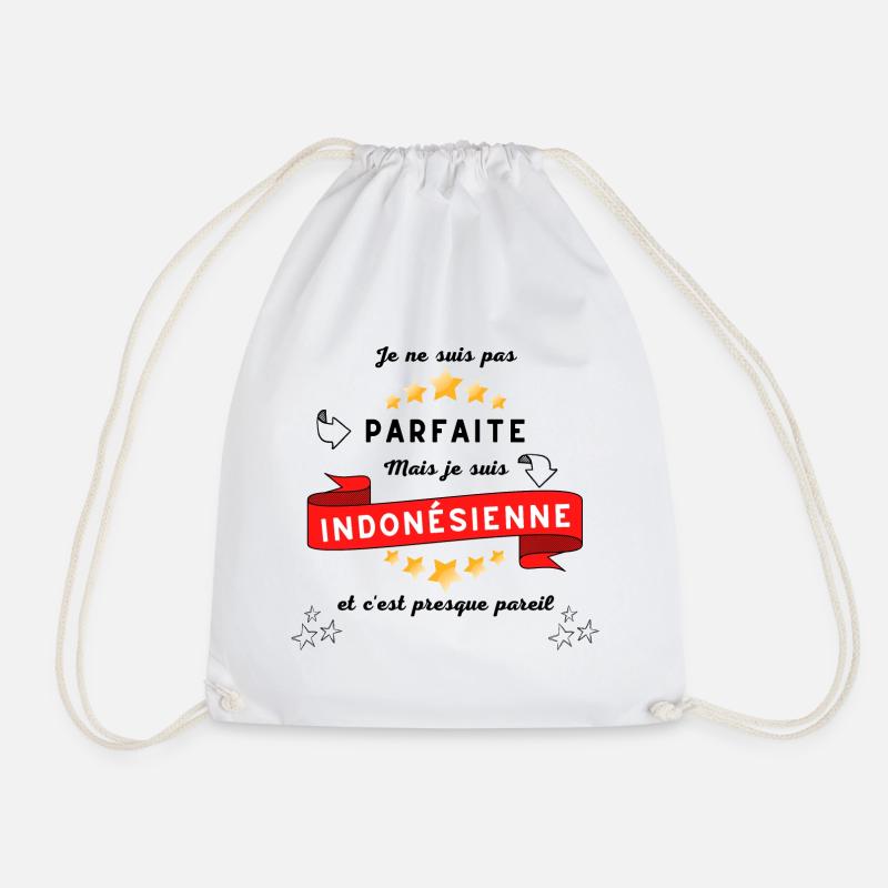 I'm not perfect but I'm Indonesian - Drawstring Bag - white