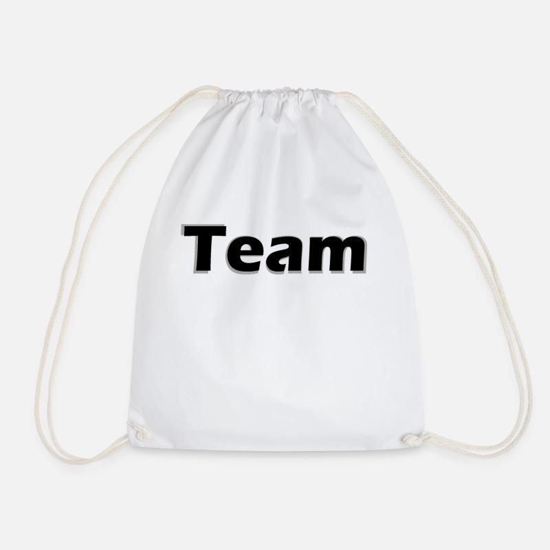 Monochrome Learning Typo Design: Team - Drawstring Bag - white