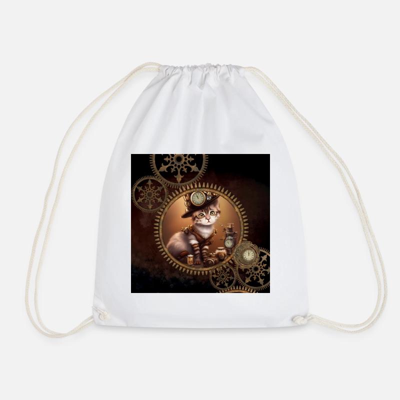 Kleines Steampunk-Kätzchen - Turnbeutel - Weiß