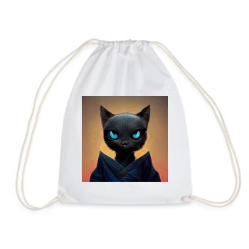 Ninja Cat - Drawstring Bag - white - Front