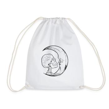 Skull lune sketch - Sac de sport léger - blanc - Devant