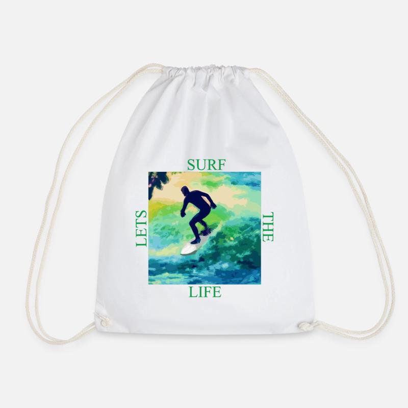 Surfer auf Farbwellen - Turnbeutel - Weiß
