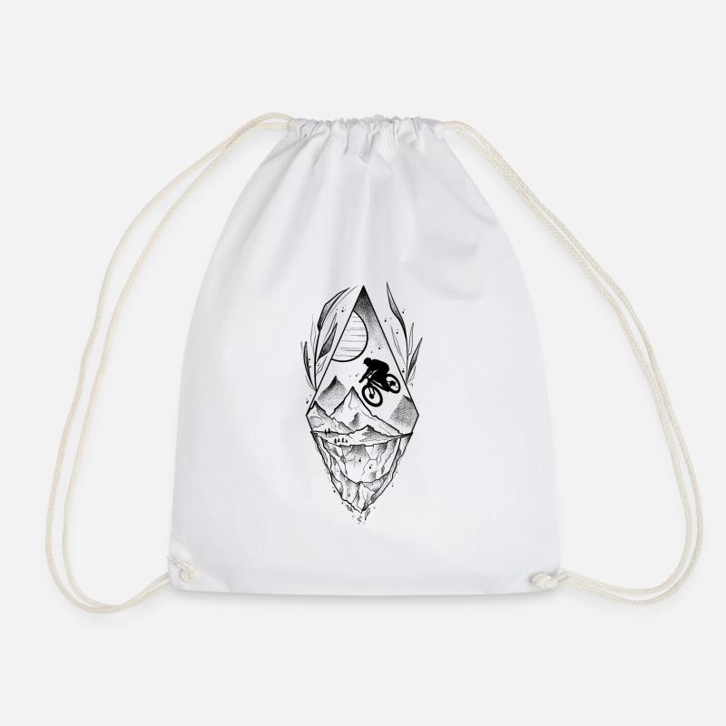 Downhill VTT style sketch & dotwork art - Sac de sport léger - blanc