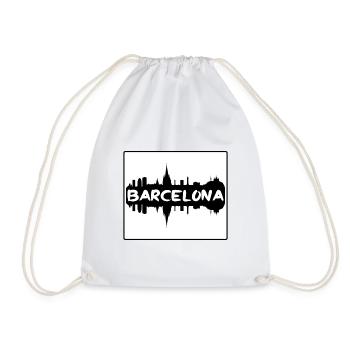 Barcelona Spain Skyline Silhouette Travel Souvenir - Drawstring Bag - white - Front