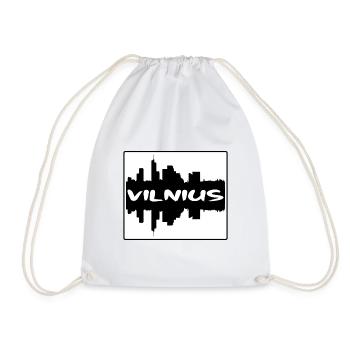 Vilnius Lithuania Skyline Silhouette Travel Souven - Drawstring Bag - white - Front