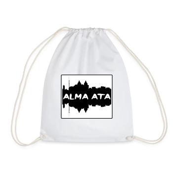 Alma Ata Kazakhstan Skyline Silhouette Travel Souv - Drawstring Bag - white - Front