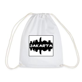 Jakarta Indonesia Skyline Silhouette Travel Souven - Drawstring Bag - white - Front