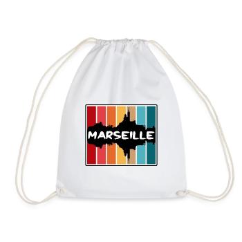 Marseille France Skyline Silhouette Travel Souveni - Drawstring Bag - white - Front