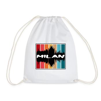 Milan Italy Skyline Silhouette Travel Souvenir - Drawstring Bag - white - Front