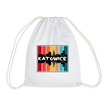 Katowice Poland Skyline Silhouette Travel Souvenir - Drawstring Bag - white - Front