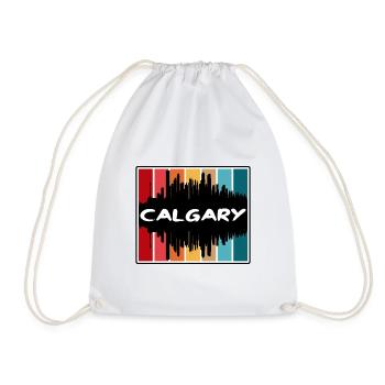 Calgary Canada Skyline Silhouette Travel Souvenir - Drawstring Bag - white - Front