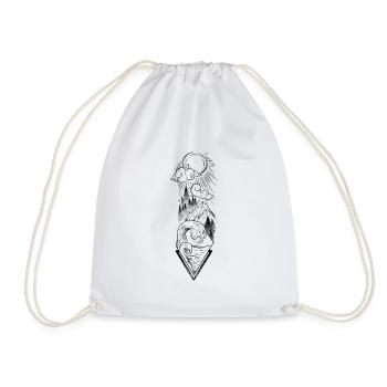 Dessin paysage montagne et océan dotwork escalade - Sac de sport léger - blanc - Devant