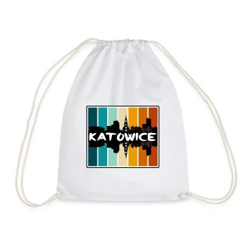 Katowice Poland Skyline Silhouette Travel Souvenir - Drawstring Bag - white - Front