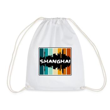 Shanghai China Skyline Silhouette Travel Souvenir - Drawstring Bag - white - Front