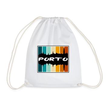 Porto Portugal Skyline Silhouette Reise Souvenir - Turnbeutel - Weiß - Vorne