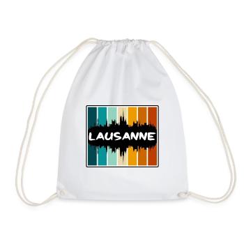 Lausanne Switzerland Skyline Silhouette Travel Sou - Drawstring Bag - white - Front