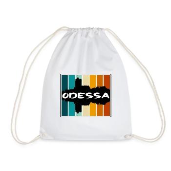 Odessa Ukraine Skyline Silhouette Travel Souvenir - Drawstring Bag - white - Front