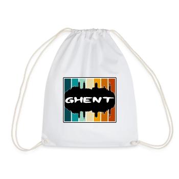 Ghent Belgium Skyline Silhouette Travel Souvenir - Drawstring Bag - white - Front