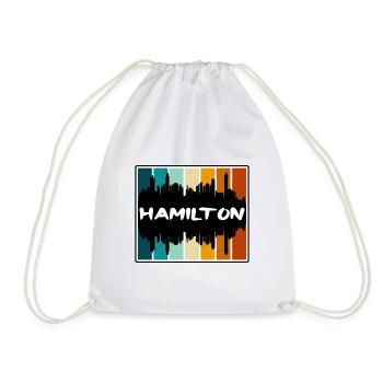 Hamilton Canada Skyline Silhouette Travel Souvenir - Drawstring Bag - white - Front
