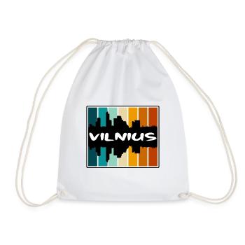 Vilnius Lithuania Skyline Silhouette Travel Souven - Drawstring Bag - white - Front