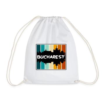 Bucharest Romania Skyline Silhouette Travel Souven - Drawstring Bag - white - Front