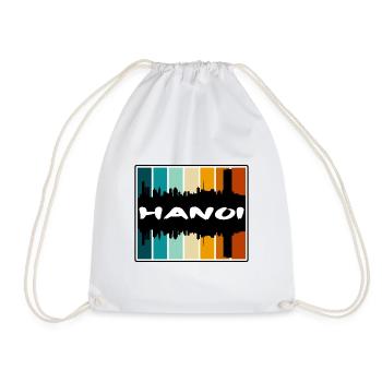 Hanoi Vietnam Skyline Silhouette Travel Souvenir - Drawstring Bag - white - Front