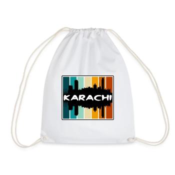 Karachi Pakistan Skyline Silhouette Voyage Souveni - Sac de sport léger - blanc - Devant