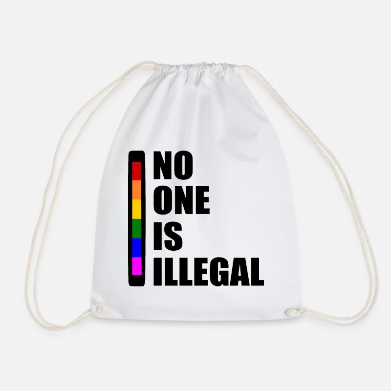 No one is illegal - Drawstring Bag - white