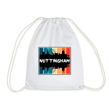 Nottingham England Skyline Silhouette Travel Souve - Drawstring Bag - white - Front