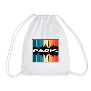 Paris France Skyline Silhouette Travel Souvenir - Drawstring Bag - white - Front