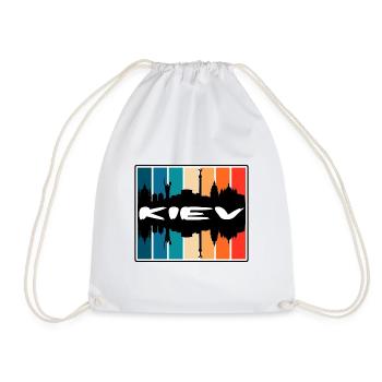 Kiev Ukraine Skyline Silhouette Travel Souvenir - Drawstring Bag - white - Front