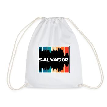Salvador Brazil Skyline Silhouette Travel Souvenir - Drawstring Bag - white - Front