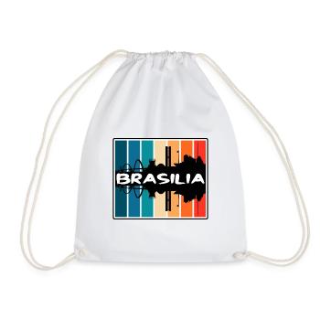 Brasilia Brazil Skyline Silhouette Travel Souvenir - Drawstring Bag - white - Front