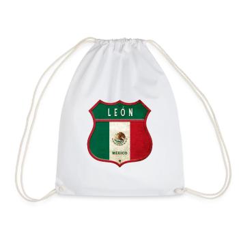 Leon Mexico coat of arms design - Drawstring Bag - white - Front