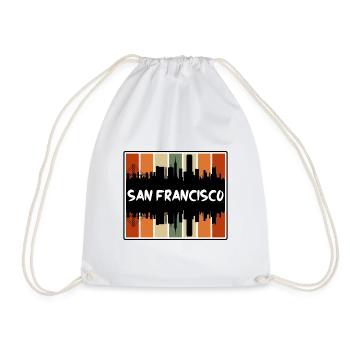 San Francisco California Usa Skyline Silhouette Tr - Drawstring Bag - white - Front
