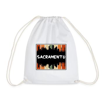 Sacramento California Usa Skyline Silhouette Trave - Drawstring Bag - white - Front