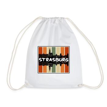 Strasburg France Skyline Silhouette Travel Souveni - Drawstring Bag - white - Front