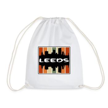 Leeds England Skyline Silhouette Travel Souvenir - Drawstring Bag - white - Front
