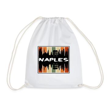 Naples Italy Skyline Silhouette Travel Souvenir - Drawstring Bag - white - Front