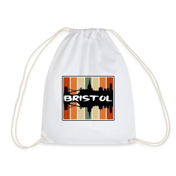 Bristol England Skyline Silhouette Travel Souvenir - Drawstring Bag - white - Front