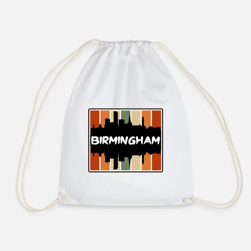Birmingham England Skyline Silhouette Travel Souve - Drawstring Bag - white