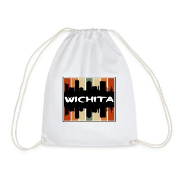 Wichita Kansas Usa Skyline Silhouette Travel Souve - Drawstring Bag - white - Front