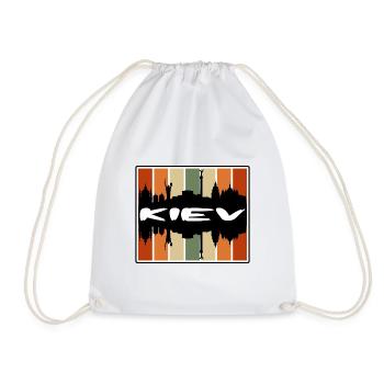 Kiev Ukraine Skyline Silhouette Travel Souvenir - Drawstring Bag - white - Front