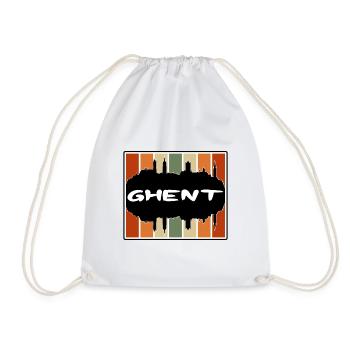 Ghent Belgium Skyline Silhouette Travel Souvenir - Drawstring Bag - white - Front
