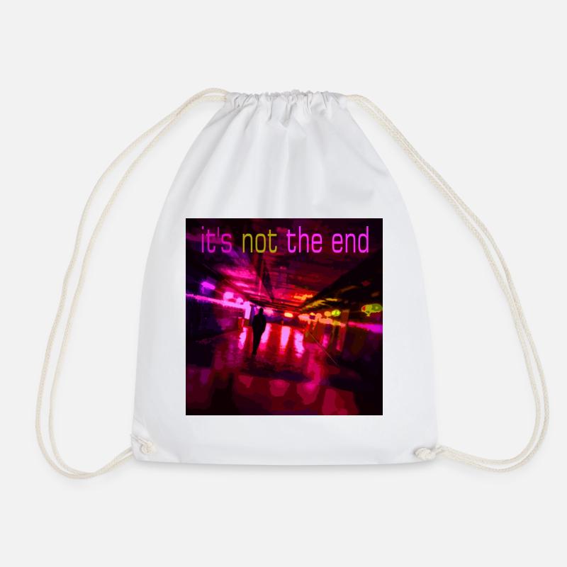 Neon Trail of the Night - Drawstring Bag - white