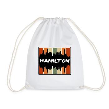 Hamilton Canada Skyline Silhouette Travel Souvenir - Drawstring Bag - white - Front