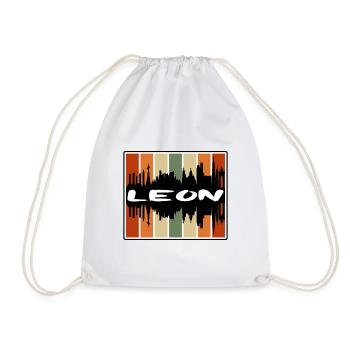 Leon Mexico Skyline Silhouette Travel Souvenir - Drawstring Bag - white - Front