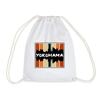 Yokohama Japan Skyline Silhouette Travel Souvenir - Drawstring Bag - white - Front