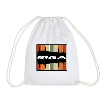 Riga Latvia Skyline Silhouette Travel Souvenir - Drawstring Bag - white - Front