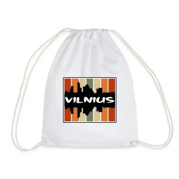 Vilnius Lithuania Skyline Silhouette Travel Souven - Drawstring Bag - white - Front